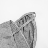 Women Spring Solid Sexy Slash Shoulder Shiny One-Shoulder Dress