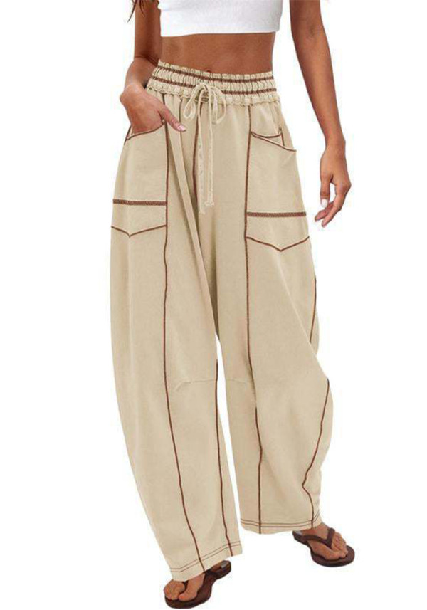 Summer Women's Casual Drawstring Waist Loose Wide-Leg Sweatpants