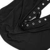 Women's Fashion Solid Color Sexy Cutout Halter Neck Top & Cropped Pants Set