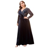 Women's Plus Size V-Neck Formal Party Ball Gown Evening Dress