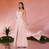 Women's One-Shoulder Slit Slim Long Evening Dress