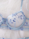Women Mesh Floral Embroidered Bra See-Through Panties Sexy Lingerie