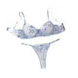 Women Mesh Floral Embroidered Bra See-Through Panties Sexy Lingerie