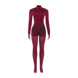 Women Autumn/Winter Long-Sleeved Top and Pant Two-Piece Set