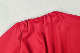 Women Solid Pleated Round Neck Long-Sleeve Bodycon Dress
