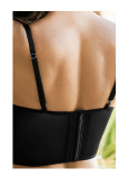 Women Black Rhinestone Mesh Camisole Fitted Backless Lingerie