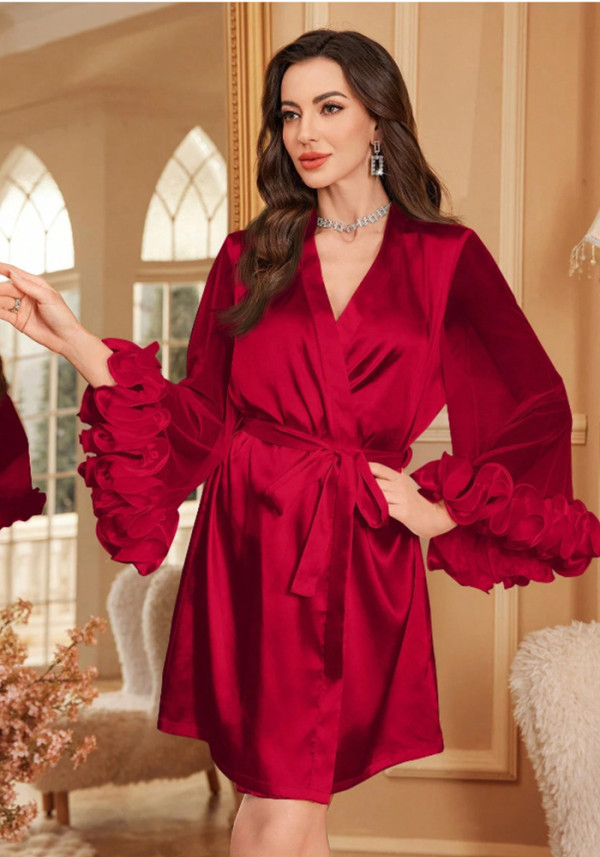 Plus Size Women Sexy Lace V Neck Tassel Hollow Out Suspender Nightgown Sexy Lingerie