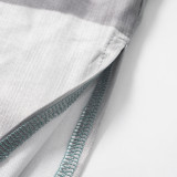 Women's Fashion Printed One-Shoulder Long Sleeve Slim Waist Long Dress