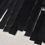 Autumn Women's Sexy Casual Fringe Slit Cutout PU Leather Skirt