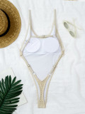 Women Holidays Beach Backless Shell Mesh Bikini (One-Piece)