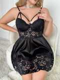 Plus Size Women Summer Sexy LaceV Neck Slip Dress