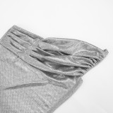 Women Spring Solid Sexy Slash Shoulder Shiny One-Shoulder Dress