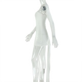 Women Solid Sexy Off-Shoulder Long-Sleeve Dress