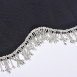 Spring Women's Sexy Open Waist One-Sleeve Rhinestone Chain Fringe T-Shirt