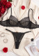Women Lace Printed Bra See-Through Thong Sexy Lingerie Two-Piece Set
