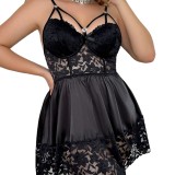 Plus Size Women Summer Sexy LaceV Neck Slip Dress