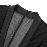 Women's Fashion Style Sexy Deep V See-Through Short Sleeve Jumpsuit