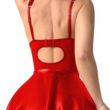 Women Lace Lace-Up Bra Bodycon Pu-Leather Sexy Lingerie