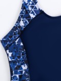 Women Printed Patchwork Square Leg Swimwear
