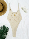 Women Holidays Beach Backless Shell Mesh Bikini (One-Piece)