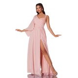 Women's One-Shoulder Slit Slim Long Evening Dress