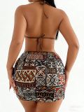 Women's Swimwear Sexy Printed Two-Piece Bikini & Skirt Three-Piece Set