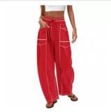 Summer Women's Casual Drawstring Waist Loose Wide-Leg Sweatpants