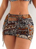Women's Swimwear Sexy Printed Two-Piece Bikini & Skirt Three-Piece Set