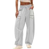 Summer Women's Casual Drawstring Waist Loose Wide-Leg Sweatpants