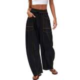 Summer Women's Casual Drawstring Waist Loose Wide-Leg Sweatpants