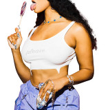 Summer Women's Letter Beaded Tight-Fitting Irregular Sexy T-Shirt