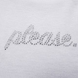 Summer Women's Letter Beaded Tight-Fitting Irregular Sexy T-Shirt