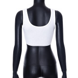 Summer Women's Letter Beaded Tight-Fitting Irregular Sexy T-Shirt