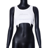 Summer Women's Letter Beaded Tight-Fitting Irregular Sexy T-Shirt