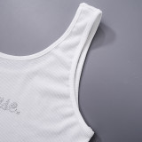 Summer Women's Letter Beaded Tight-Fitting Irregular Sexy T-Shirt