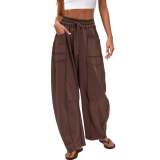 Summer Women's Casual Drawstring Waist Loose Wide-Leg Sweatpants