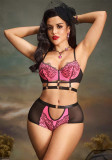 Sexy Lingerie Embroidery Mesh See-Through Bra & Panty Set