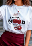 Women's Cotton Cherry Print Trendy Casual T-Shirt