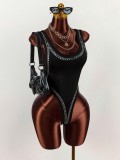 Women's Holiday Solid Color Slim-Fit Sexy One-Piece Bodysuit