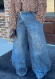 Women's Washed Reversible Straight-Leg Denim Jeans
