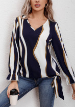 Spring Fall Women's Striped Print Loose Long Sleeve Shirt Spring Fall Women's Striped Print Loose Long Sleeve Shirt