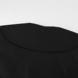 Women's Cotton Khaki Pleated Peter Pan Collar Tie Slim-Fit Career Shirt