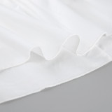 Women's Cotton Irregular Slit Ruffle Long Skirt