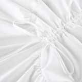 Women's Cotton Irregular Slit Ruffle Long Skirt