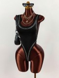 Women's Holiday Solid Color Slim-Fit Sexy One-Piece Bodysuit