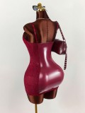 Women's Fashion Sexy Lace Patchwork Deep V Stretch Strap Bodycon Dress