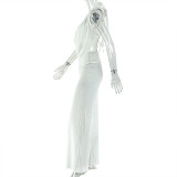 Women's Casual Loose Solid Color Halter Neck Low Back Two-Piece Pants Set