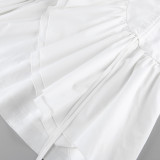 Women's Cotton Irregular Slit Ruffle Long Skirt