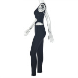Women's Sporty Solid Color Cut-Out Low Back Tight Slim Jumpsuit