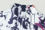 Women's Printed Colorblock Stand Collar Stretchy Tight Slim Jumpsuit